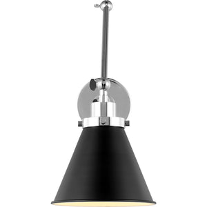 Wellfleet Double Arm Cone Task Sconce Midnight Black and Burnished Brass - Visual Comfort Wall Lights
