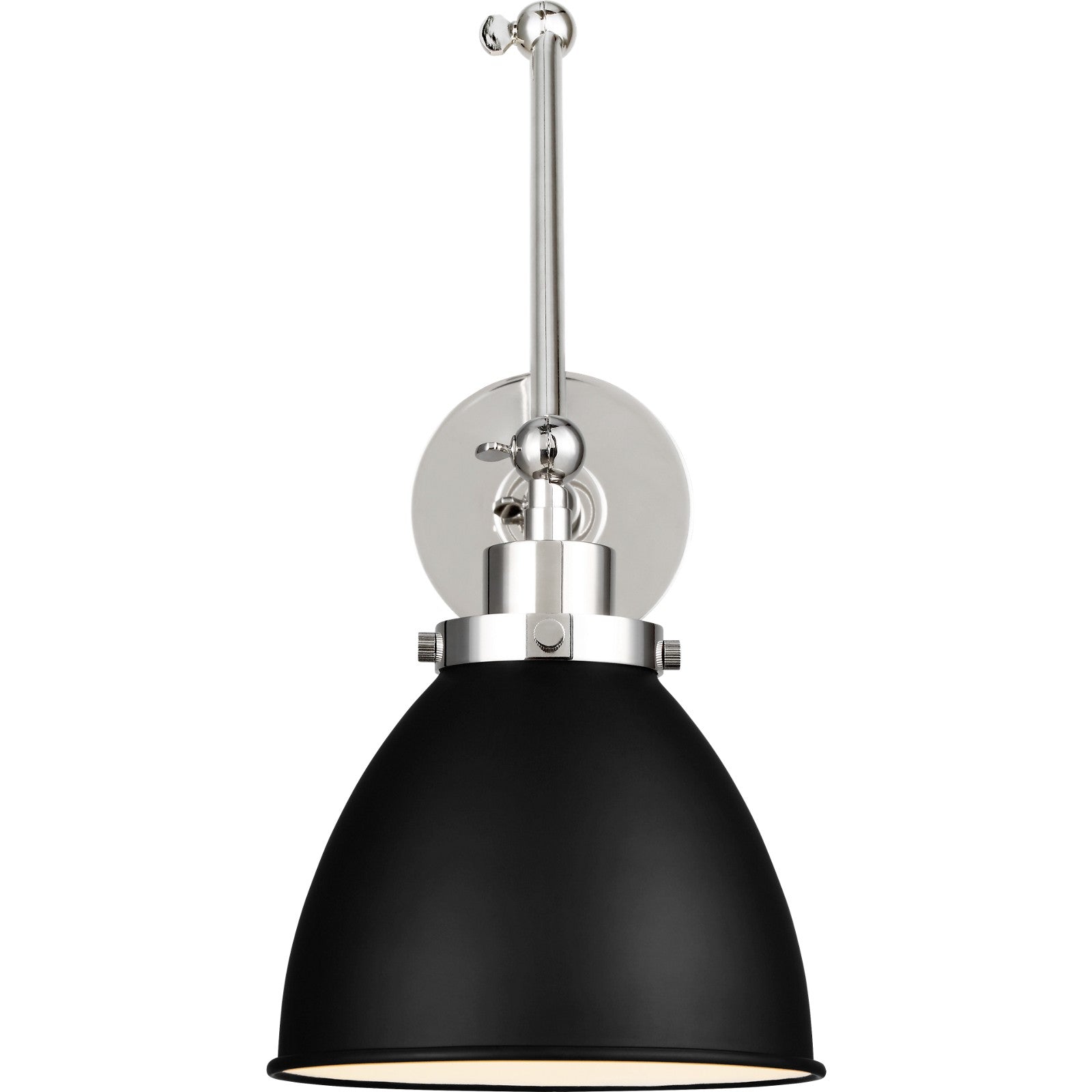 Wellfleet Double Arm Dome Task Sconce Midnight Black and Polished Nickel - Visual Comfort Wall Lights