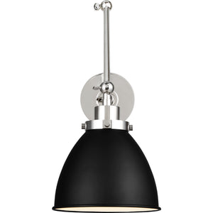 Wellfleet Double Arm Dome Task Sconce Midnight Black and Polished Nickel - Visual Comfort Wall Lights