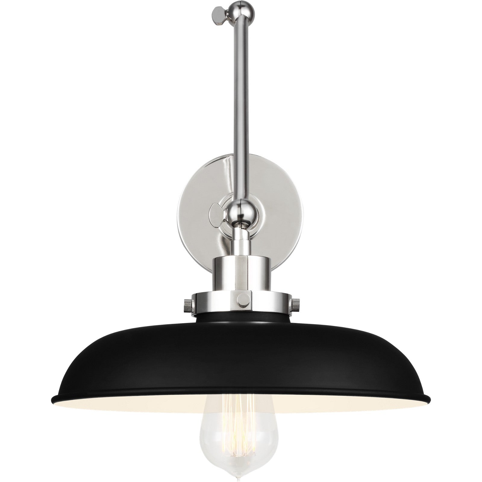 Wellfleet Double Arm Wide Task Sconce Midnight Black and Burnished Brass - Visual Comfort Wall Lights