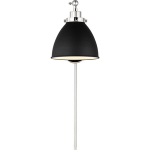 Wellfleet Single Arm Dome Task Sconce Midnight Black and Burnished Brass - Visual Comfort Wall Lights