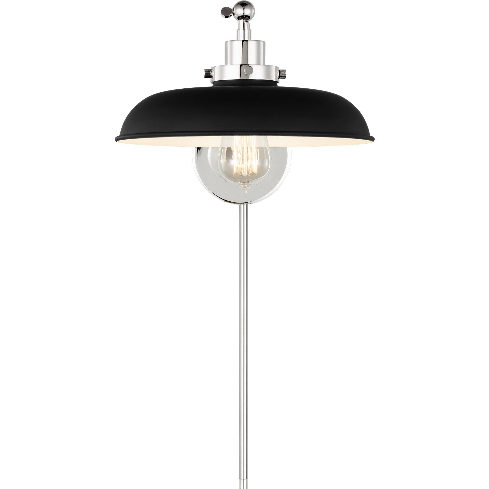 Wellfleet Single Arm Wide Task Sconce Midnight Black and Burnished Brass - Visual Comfort Wall Lights