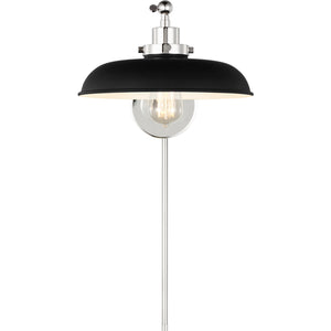 Wellfleet Single Arm Wide Task Sconce Midnight Black and Burnished Brass - Visual Comfort Wall Lights