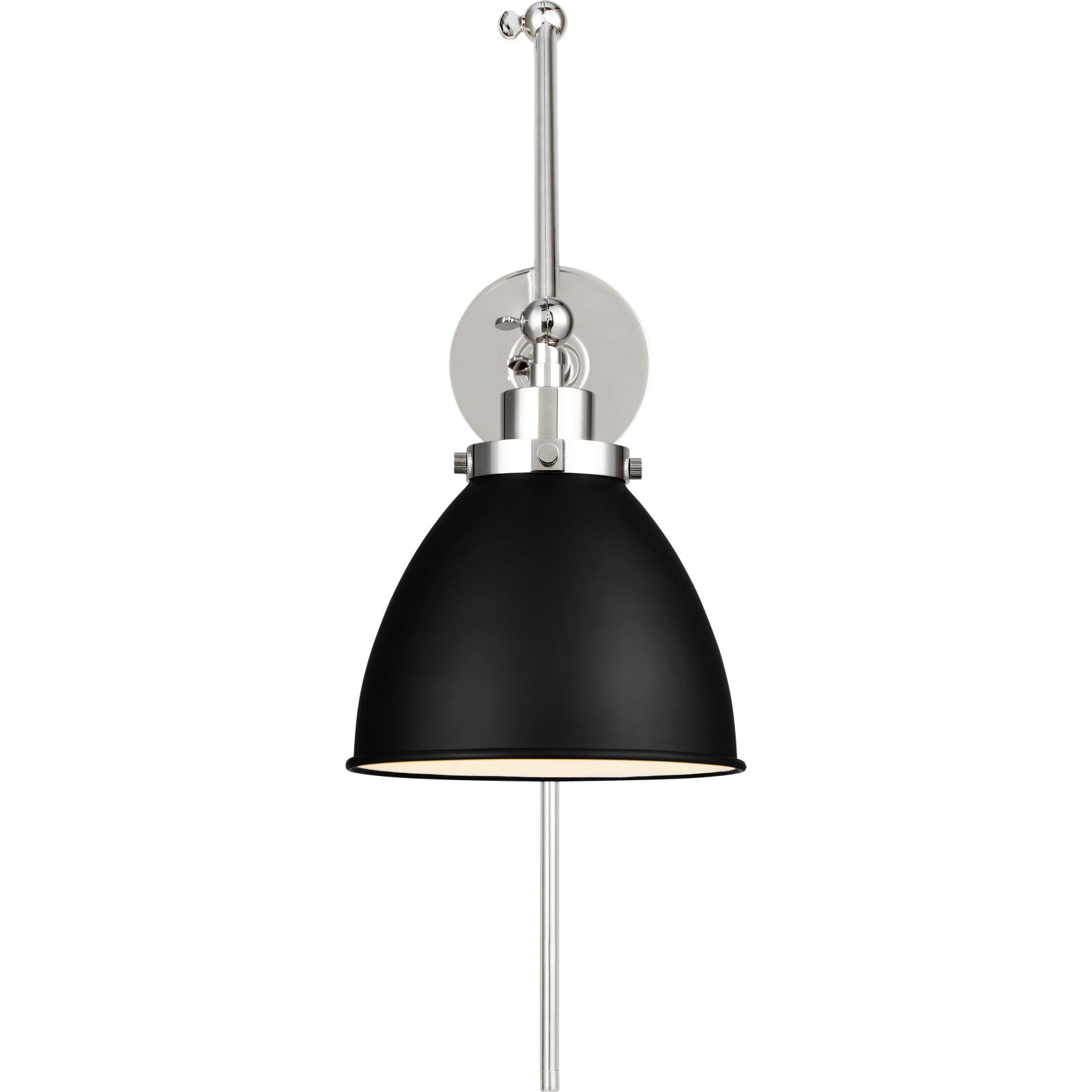 Wellfleet Double Arm Dome Task Sconce Midnight Black and Polished Nickel - Visual Comfort Wall Lights
