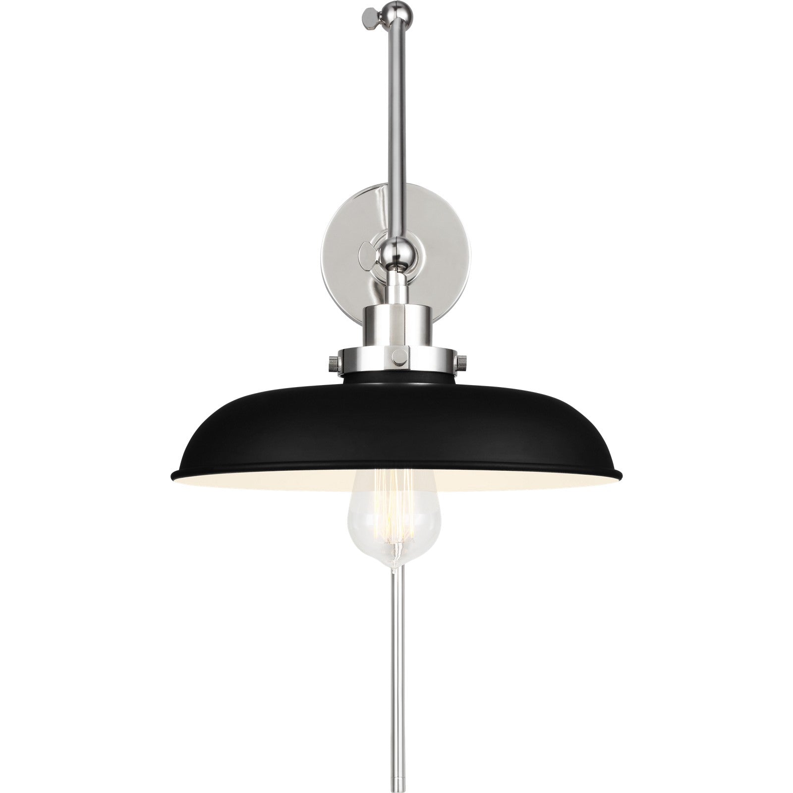 Wellfleet Double Arm Wide Task Sconce Midnight Black and Burnished Brass - Visual Comfort Wall Lights
