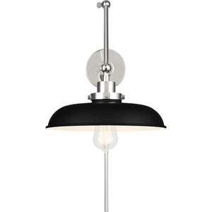 Wellfleet Double Arm Wide Task Sconce Midnight Black and Burnished Brass - Visual Comfort Wall Lights