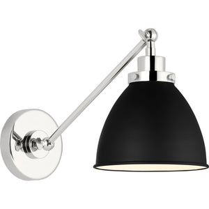 Wellfleet Single Arm Dome Task Sconce Midnight Black and Burnished Brass - Visual Comfort Wall Lights