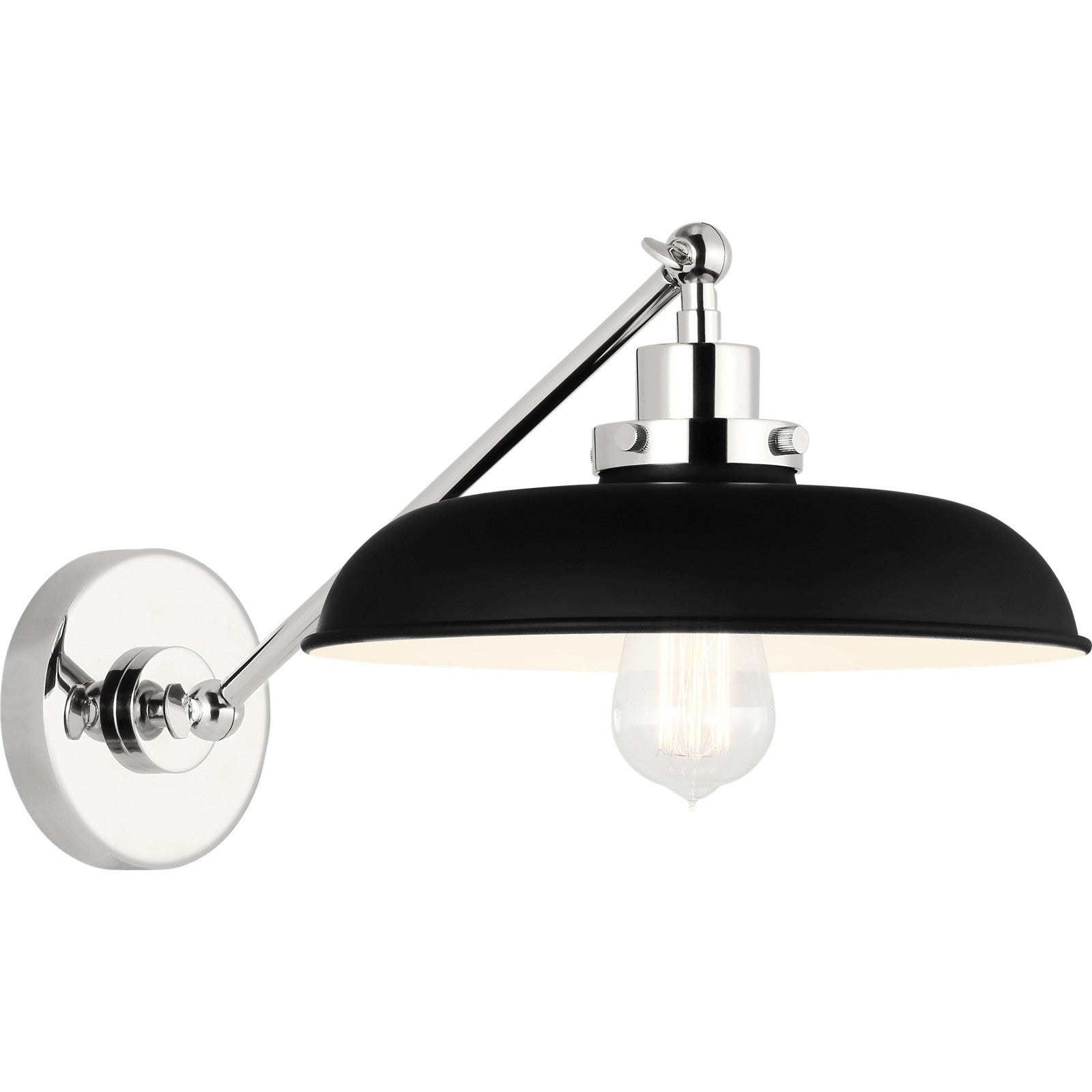 Wellfleet Single Arm Wide Task Sconce Midnight Black and Burnished Brass - Visual Comfort Wall Lights