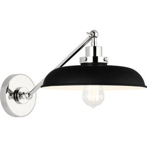 Wellfleet Single Arm Wide Task Sconce Midnight Black and Burnished Brass - Visual Comfort Wall Lights