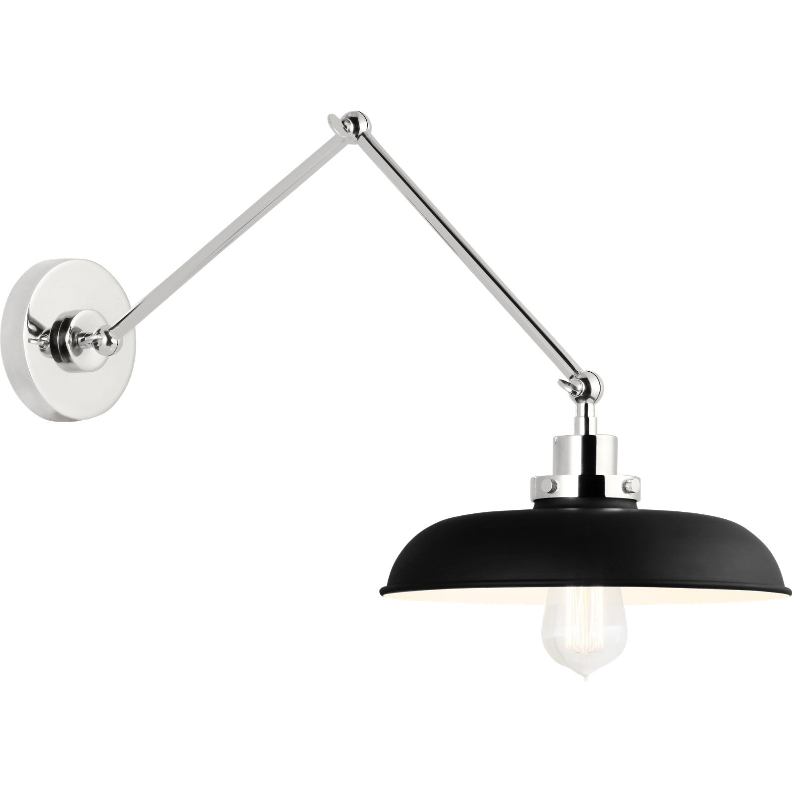 Wellfleet Double Arm Wide Task Sconce Midnight Black and Burnished Brass - Visual Comfort Wall Lights