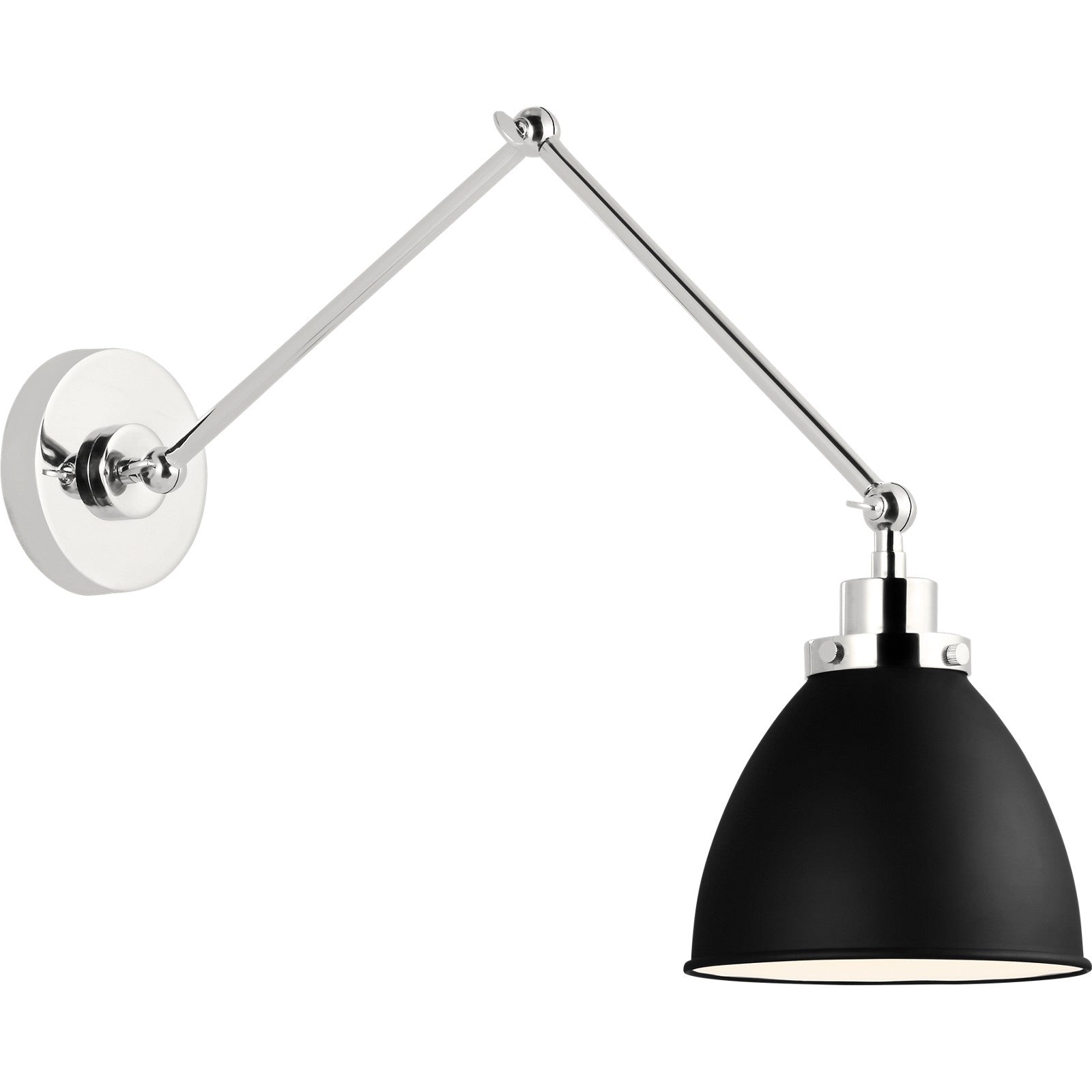 Wellfleet Double Arm Dome Task Sconce Midnight Black and Polished Nickel - Visual Comfort Wall Lights