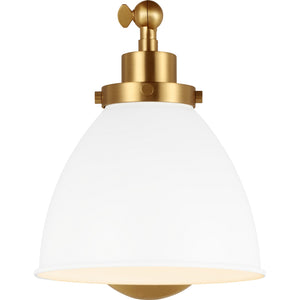 Wellfleet Single Arm Dome Task Sconce Midnight Black and Burnished Brass - Visual Comfort Wall Lights