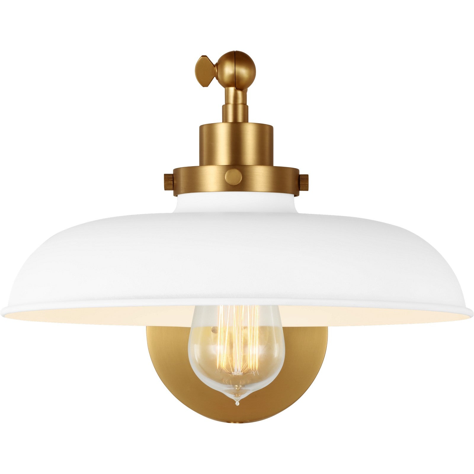 Wellfleet Single Arm Wide Task Sconce Midnight Black and Burnished Brass - Visual Comfort Wall Lights