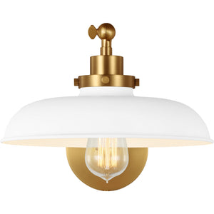 Wellfleet Single Arm Wide Task Sconce Midnight Black and Burnished Brass - Visual Comfort Wall Lights