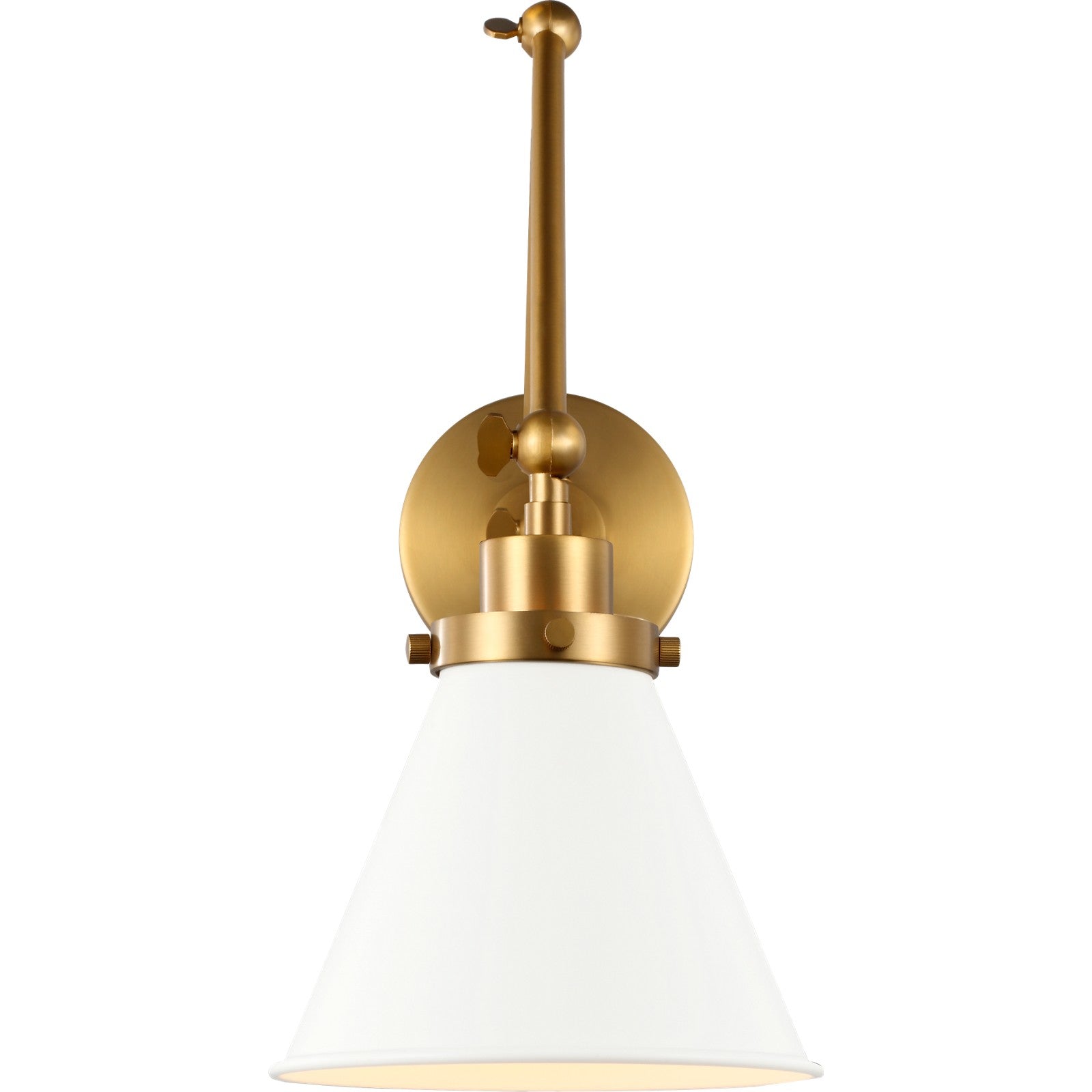 Wellfleet Double Arm Cone Task Sconce Midnight Black and Burnished Brass - Visual Comfort Wall Lights