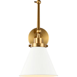 Wellfleet Double Arm Cone Task Sconce Midnight Black and Burnished Brass - Visual Comfort Wall Lights