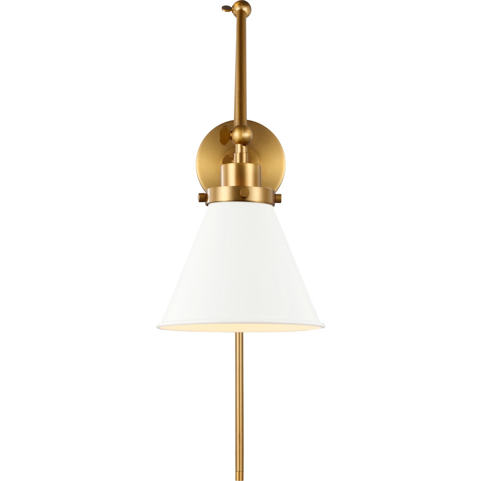 Wellfleet Double Arm Cone Task Sconce Midnight Black and Burnished Brass - Visual Comfort Wall Lights