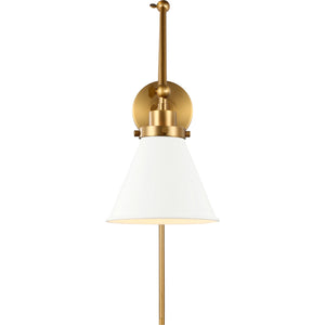 Wellfleet Double Arm Cone Task Sconce Midnight Black and Burnished Brass - Visual Comfort Wall Lights