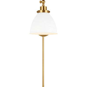 Wellfleet Single Arm Dome Task Sconce Midnight Black and Burnished Brass - Visual Comfort Wall Lights