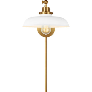 Wellfleet Single Arm Wide Task Sconce Midnight Black and Burnished Brass - Visual Comfort Wall Lights