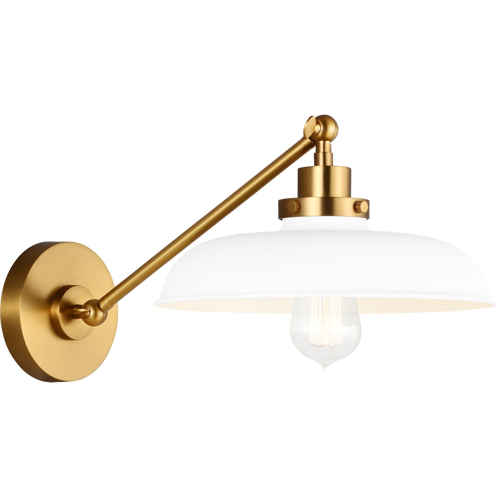 Wellfleet Single Arm Wide Task Sconce Midnight Black and Burnished Brass - Visual Comfort Wall Lights