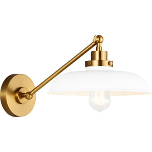 Wellfleet Single Arm Wide Task Sconce Midnight Black and Burnished Brass - Visual Comfort Wall Lights