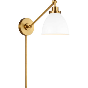 Wellfleet Single Arm Dome Task Sconce Midnight Black and Burnished Brass - Visual Comfort Wall Lights