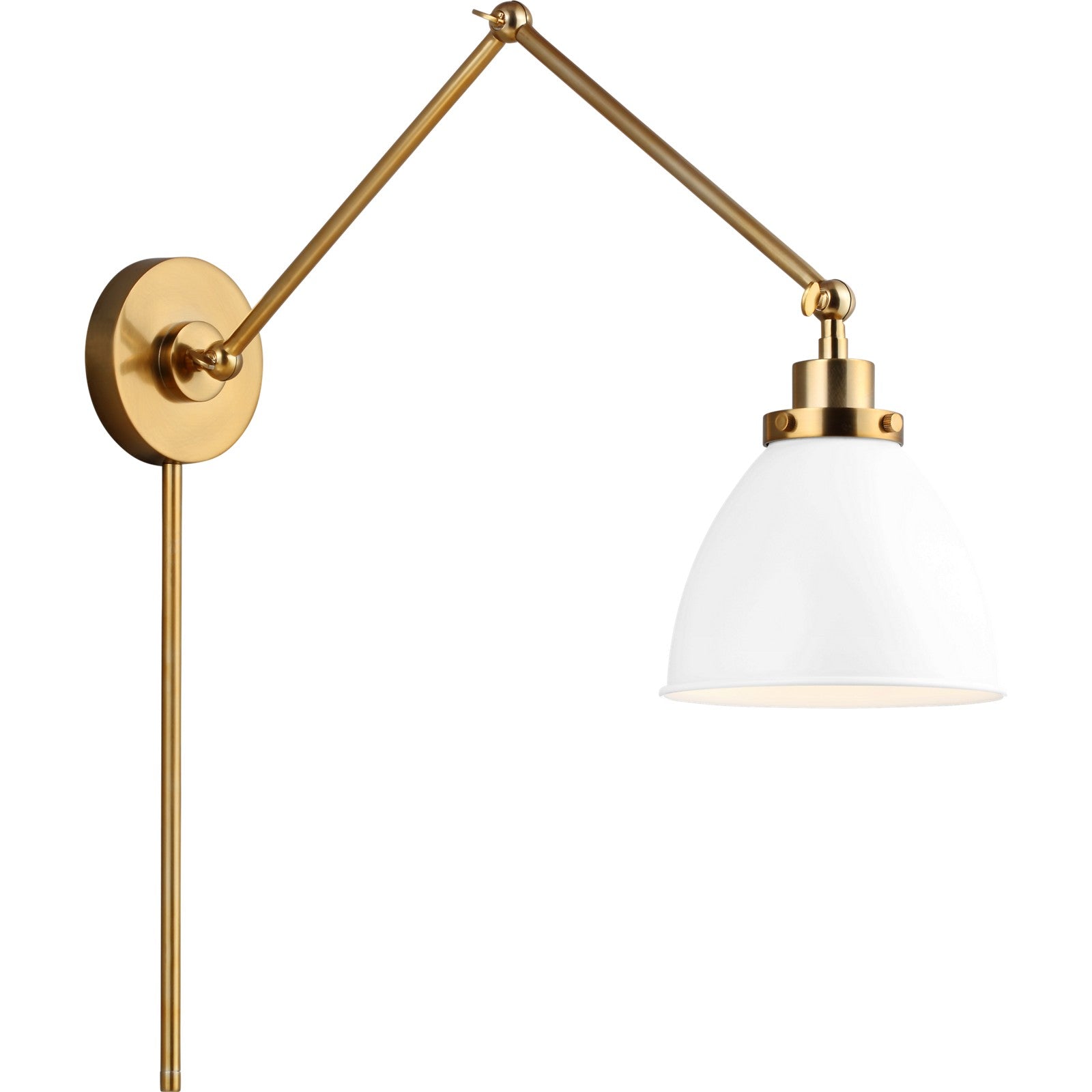 Wellfleet Double Arm Dome Task Sconce Midnight Black and Polished Nickel - Visual Comfort Wall Lights