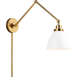 Wellfleet Double Arm Dome Task Sconce Midnight Black and Polished Nickel - Visual Comfort Wall Lights
