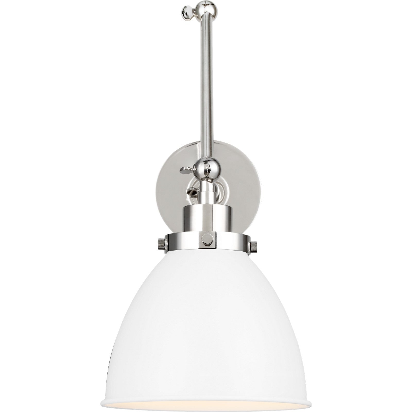 Wellfleet Double Arm Dome Task Sconce Midnight Black and Polished Nickel - Visual Comfort Wall Lights