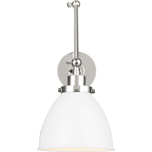 Wellfleet Double Arm Dome Task Sconce Midnight Black and Polished Nickel - Visual Comfort Wall Lights