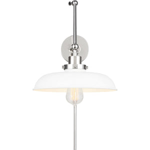 Wellfleet Double Arm Wide Task Sconce Midnight Black and Burnished Brass - Visual Comfort Wall Lights