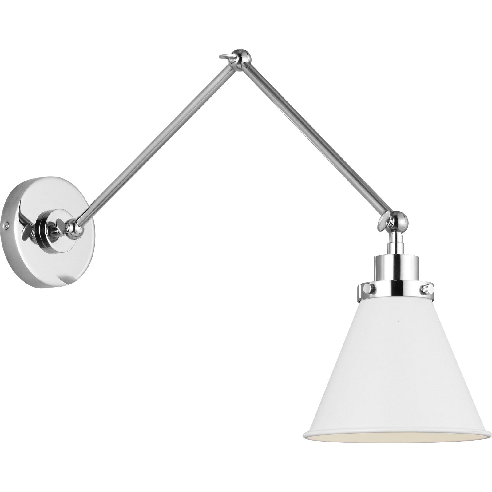 Wellfleet Double Arm Cone Task Sconce Midnight Black and Burnished Brass - Visual Comfort Wall Lights