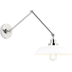 Wellfleet Double Arm Wide Task Sconce Midnight Black and Burnished Brass - Visual Comfort Wall Lights