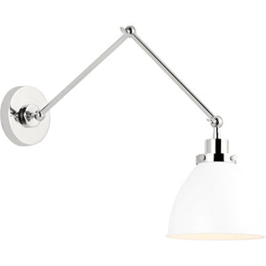 Wellfleet Double Arm Dome Task Sconce Midnight Black and Polished Nickel - Visual Comfort Wall Lights
