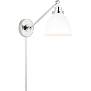 Wellfleet Single Arm Dome Task Sconce Midnight Black and Burnished Brass - Visual Comfort Wall Lights