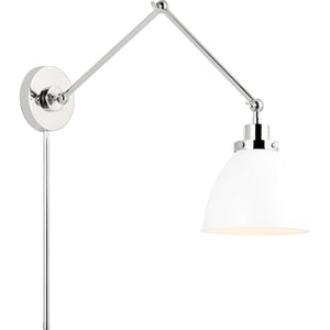 Wellfleet Double Arm Dome Task Sconce Midnight Black and Polished Nickel - Visual Comfort Wall Lights