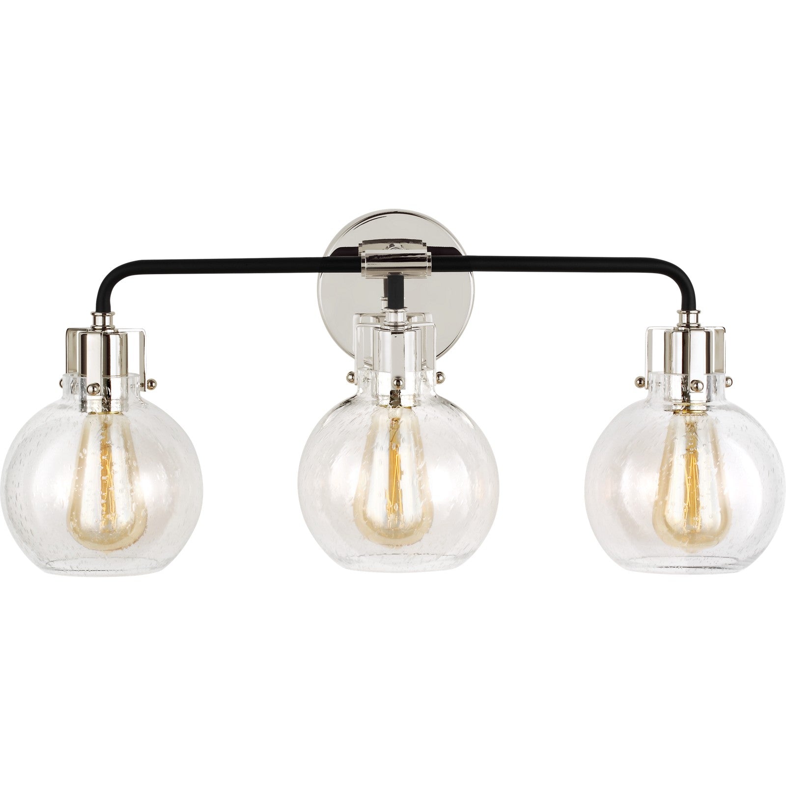 Clara 3 - Light Vanity in Polished Nickel/Textured Black - Visual Comfort Wall Lights