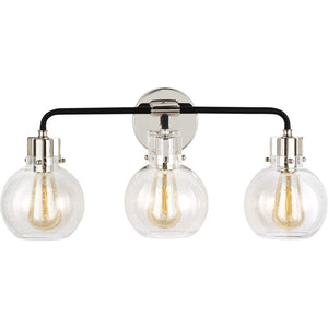 Clara 3 - Light Vanity in Polished Nickel/Textured Black - Visual Comfort Wall Lights
