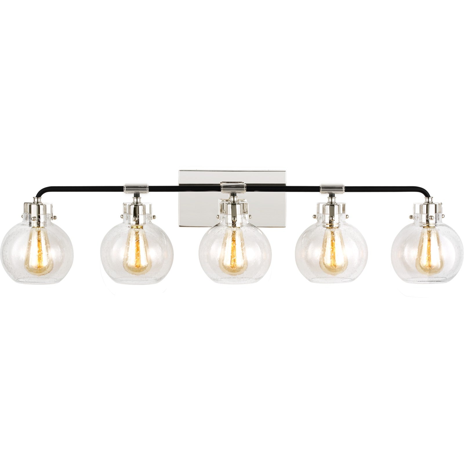 Clara 5 - Light Vanity in Polished Nickel/Textured Black - Visual Comfort Wall Lights