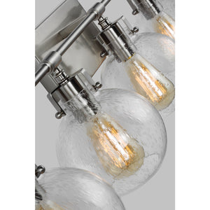 Clara 5 - Light Vanity in Polished Nickel/Textured Black - Visual Comfort Wall Lights