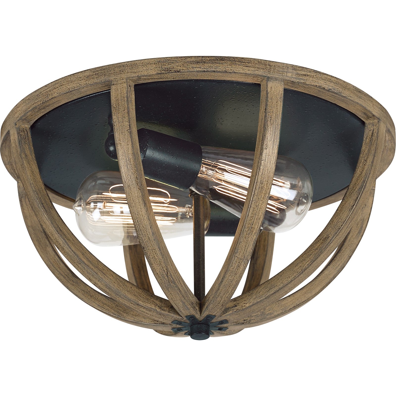 Allier Flush Mount Weathered Oak Wood / Antique Forged Iron - Visual Comfort Ceiling Lights