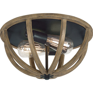 Allier Flush Mount Weathered Oak Wood / Antique Forged Iron - Visual Comfort Ceiling Lights