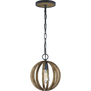 Allier Mini Pendant Weathered Oak Wood / Antique Forged Iron - Visual Comfort Ceiling Lights