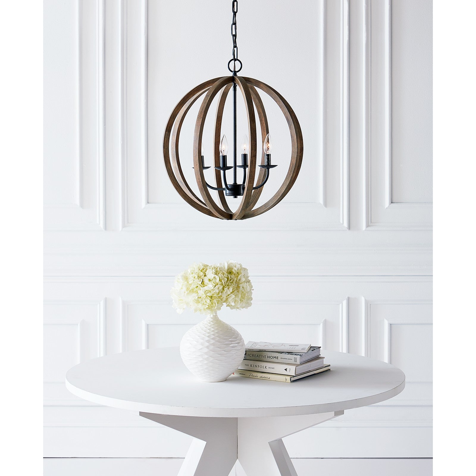 Allier Small Pendant Weathered Oak Wood / Antique Forged Iron - Visual Comfort Ceiling Lights