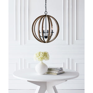 Allier Small Pendant Weathered Oak Wood / Antique Forged Iron - Visual Comfort Ceiling Lights