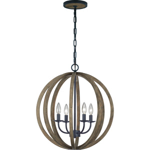 Allier Small Pendant Weathered Oak Wood / Antique Forged Iron - Visual Comfort Ceiling Lights