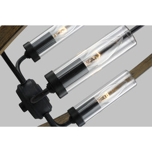 Allier Outdoor Chandelier Weathered Oak Wood / Antique Forged Iron - Visual Comfort Outdoor Lighting