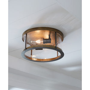 Angelo Flush Mount Distressed Weathered Oak / Slate Grey Metal - Visual Comfort Ceiling Lights