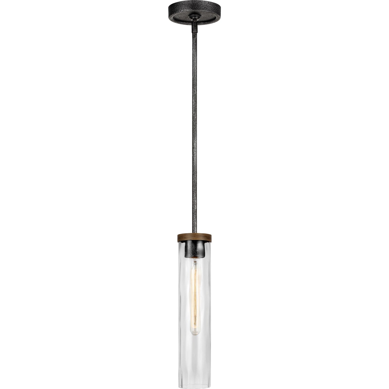 Angelo Slim Pendant Distressed Weathered Oak / Slate Grey Metal - Visual Comfort Ceiling Lights